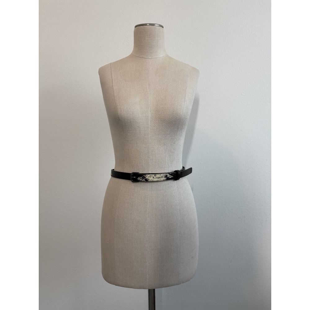 Zero Maria Cornejo Belt Womens S Black /White Leather Moc Snakeskin Thin Waist